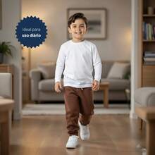Vrasalon Boys' Basic Fleece Pants For Winter - Óxido marrón - Ver 3