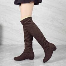Botas largas arriba de la rodilla de efecto ante suave, ajuste de alta calidad. Estilo moderno urbano transpirable, elegante y casual, resistente para uso diario. - Marrón - Ver 6
