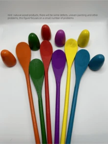 2pcs Sports Competition Egg Balance Ball Running Game Toy Balance Spoon Sensory Training Equipment Outdoor Exercise Game (Product Is Made Of Wood, Some Minor Bumps Are Normal And Do Not Affect Normal Use) - Multicolor - View 6
