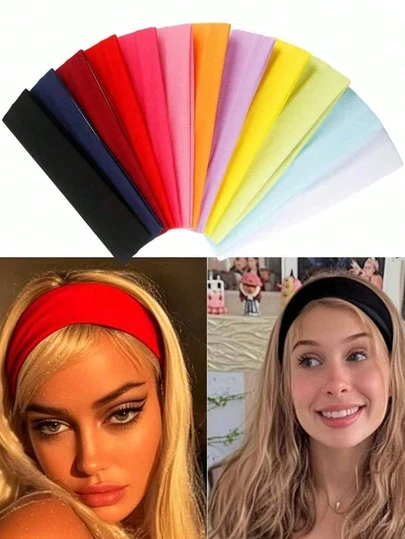 男女通用瑜伽弹力头带，运动健身头带，糖果色头带，防滑弹力头带，纯色头带。适合瑜伽、跑步、健身和其他运动。柔软面料，聚酯纤维，休闲设计，四季皆宜。