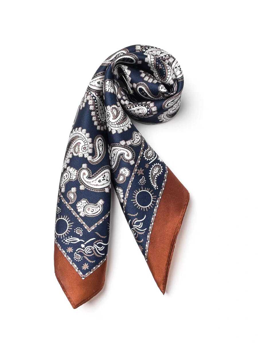 1pc Men's Retro Small Square Scarf, Suit Pocket Square, Scarf, Casual Headscarf, Paisley Pattern - Multicolor - View 1