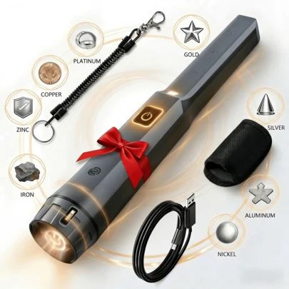 SUNPOW Long-Lasting Li-Ion Battery: Charge Once, Hunt All Day! 12-Hour USB-C Rechargeable Metal Detector Pinpointer For Adults & Kids. IP68 Fully Waterproof & 360° Sensitive Handheld Detection Rod For Gold, Silver & Relics