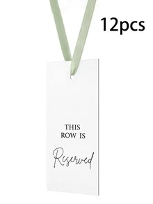 12 piezas Tarjetas de reserva de sillas de boda con cintas, adecuadas para ceremonias y eventos de fiesta, suministros de fiesta perfectos (disponible en verde/beige) - multicolor - Ver 12