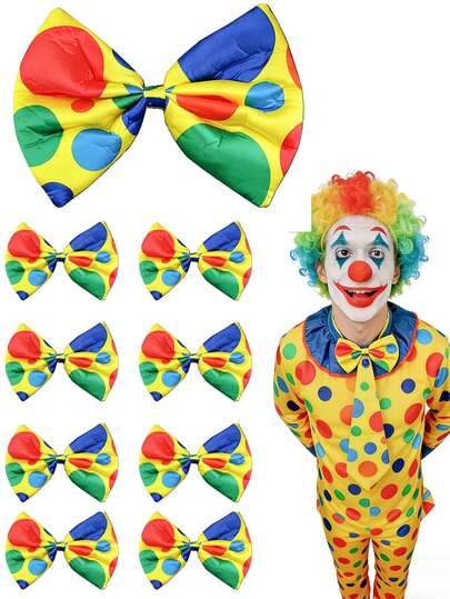 3pcs Clown Bow Tie Set, Colorful Polka Dot Extra Large Bow Tie Suitable For Carnival And Circus Parties, Funny Party Costume Accessories, Clown Role Play Props, Holiday Party Decorations, Stage Performance, Festivals, New Year And Celebration Gifts
