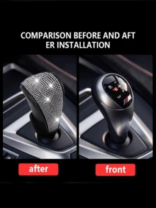 Shiny Automatic Gear Shift Knob Cover With Crystal Glitter And Rhinestones, Suitable For Women And Girls, Interior Decor Accessory - A - View 4