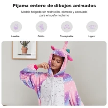 Mono Pijama Entero Unisex para Adulto y Parejas, Diseño de Unicornio con Estrellas y Cola Arcoíris Colorida, Pijama de Peluche Suave Térmico Cálido para Otoño e Invierno, con Capucha 3D, Cremallera Frontal y Abertura para Baño, Ropa de Noche Cómoda para Dormir en Casa, Disfraz Temático para Halloween y Navidad, Regalo Ideal para Parejas y Seres Queridos - Morado - Ver 10