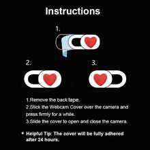 3 Packs Red Heart Webcam Cover For Phone And Computer Lenses Waterproof, Shockproof, Drop-Proof, Scratch-Proof, Fingerprint-Proof, Full Coverage - Multicolor - View 9