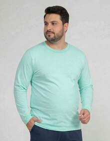 Camiseta Masculina Plus Size Poliéster Confortável G1 G2 G3 - Verde Menta - Visão 5