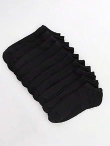 10 Pairs Women's Invisible Socks, 10 Colors - Black - View 1