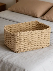 Bộ giỏ đựng đồ đan bằng dây giấy, đồ dùng sắp xếp đồ đạc - Màu Khaki - Xem 5
