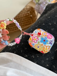 彩色花卉油画涂鸦风格，带挂绳，兼容苹果 1/2/3/4 代蓝牙无线耳机盒，新款 PodsPro 2/3/4 - 無色 - 查看 7