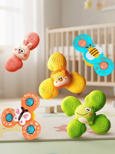 Brinquedo Spinner Ventosa Bebê Chocalho Giratório Brinquedo Banho Infantil Estimulação Sensorial Crianças