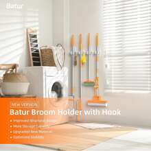 壁挂式拖把/扫帚架，2个装，新款粘性壁挂式拖把/扫帚架，超强防滑，适用于浴室、厨房、洗衣房。 - 透明 - 查看 2