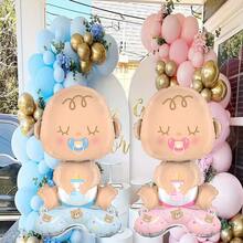 2 Stücke Geschlechts-Enthüllungs-Party Dekorationen mit ausdrucksstarken Augen, Mund und Füßen - zarte rosa und blaue Luftballons, stabiler Sockel, geeignet für Taufe, Hochzeit, Geschlechts-Enthüllungs-Party - kompatibel mit Luftballonbögen - Übersicht 5