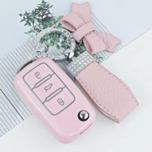 [Nuevo] Funda para llave de coche, carcasa de llave, portallaves, llavero, adecuado para Golf 4/5/6/7, Passat, Tiguan, Bora, Superb - Tipo A - Ver 4