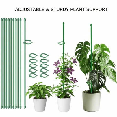 10/16/20 piezas Soportes de plástico duraderos para plantas, Jaula de soporte verde para plantas, Palos de jardín para plantas en macetas para interiores y exteriores, Tomates, peonías, lirios, rosas, verduras, decoración de jardín y balcón