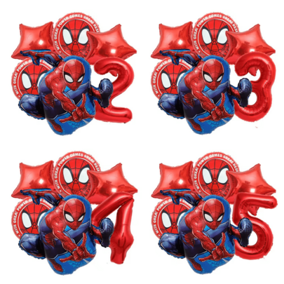 Spider-Themed Children's Birthday Party Number Balloons Decor, Superhero Themed Birthday Party Decor For Boys, Baby Christening Party Balloon Decor