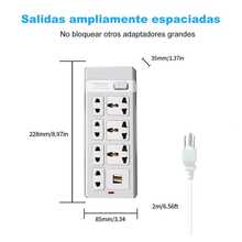 Multicontacto 7 Conexiones 2 Puertos Usb MC-004U - Estrella - Ver 1