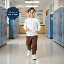 Vrasalon Boys' Basic Fleece Pants For Winter - Óxido marrón - Ver 4
