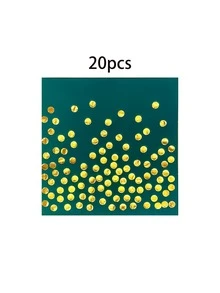 10个/20个/40个/80个一次性餐盘，带箔纸圆点图案，适合派对使用 - 墨綠金點 - 查看 7
