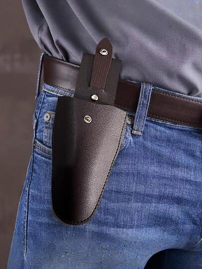 1pc PU Leather Portable Scissor Storage Bag, Outdoor Waist Hanging Shear Protector Case, Designed For Trimming Tools And Gardening Scissors