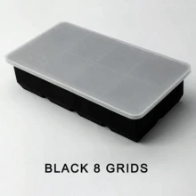 Khay làm đá bằng silicon có nắp, màu đen, 4/6/8 ô, có thể tái sử dụng, khuôn làm đá viên cho rượu whisky, tự làm, dùng cho tủ lạnh. - Nhiều màu - Xem 15