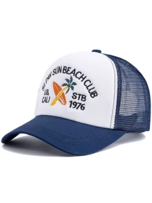 JZML 1顶男女通用椰子树字母刺绣卡车帽 - A - 查看 15