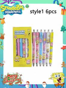 SpongeBob SquarePants 6 قطعة/علبة أقلام بتصميم شخصية سبونج بوب، مناسبة للامتحانات والاستخدام المكتبي، ألوان وأنماط عشوائية، قرطاسية طلابية إبداعية، لوازم مكتبية، هدية مثالية للعائلة والأصدقاء والزملاء، هدايا قرطاسية، لوازم مدرسية، موسم العودة إلى المدرسة، المناسبات - متعدد الألوان - مشاهدة 3