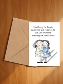1pc Funny Friendship Birthday Greeting Card, Suitable For Best Friends, Customizable Cartoon Design, With Envelope - Sets - View 23