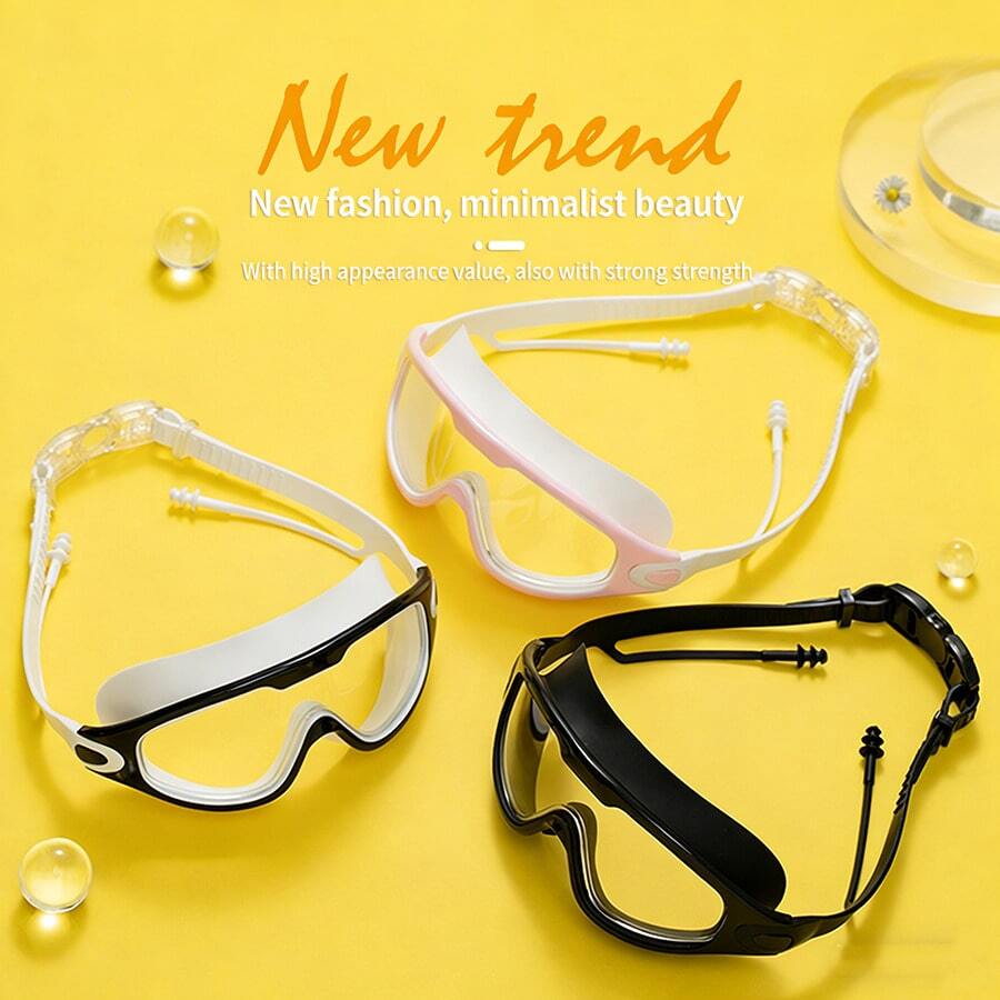 Swimming Goggles For Adults And Children, High-Definition, Waterproof And Anti-Fog, Flat-Top Large-Frame Swimming Goggles, Pink Swimming Goggles - A - View 1