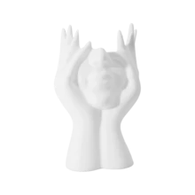 Abstract Human Face Sculpture Pen Holder, Multifunctional Makeup Brush Storage Bucket Plastic Pen Stand Desktop Decor - Face-holding Storage Bucket - View 12
