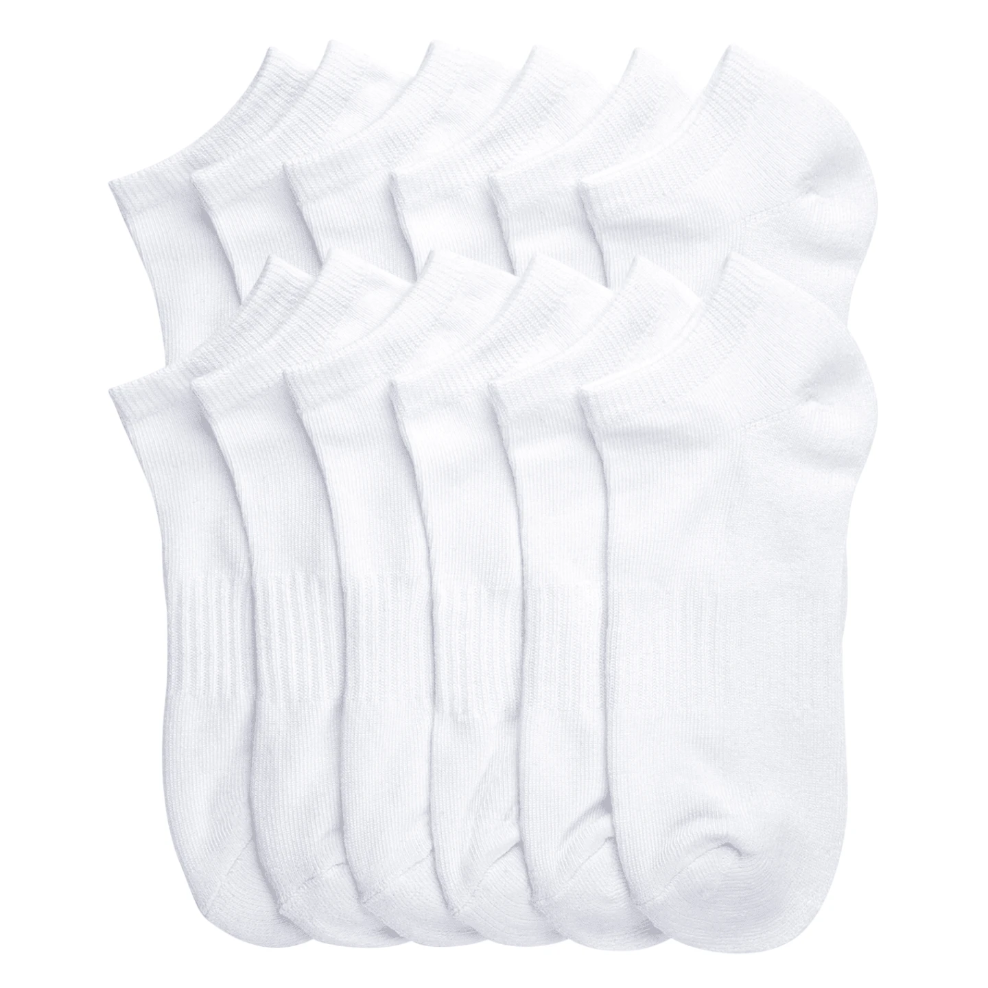 12 Pairs Cotton Cushion No Show Socks With Arch Support Cotton Blend Athletic Sports Workout Running Socks Comfort Cozy Sweat-Absorbing Anti-Slip Comfy Value Pack - 無顯示白色 - 查看 1