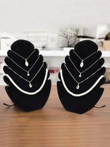 1pc Jewelry Display Stand With Bust, Necklace, Pendant & Earring Holder, Tower Shaped Display Rack Valentine Day Back To School - Black - View 1