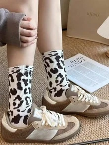 Calcetines de media caña con estampado de leopardo retro para mujer | Calcetines de tobillo transpirables con estilo de ropa de calle adecuados para zapatillas y botas - Multicolor - Ver 2