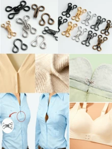 Bộ 10 móc cài cổ áo bằng đồng lò xo, khuy cài áo sơ mi, khuy cài lông thú ẩn, khuy cài vô hình cho quần áo. - móc cổ lò xo - Xem 4