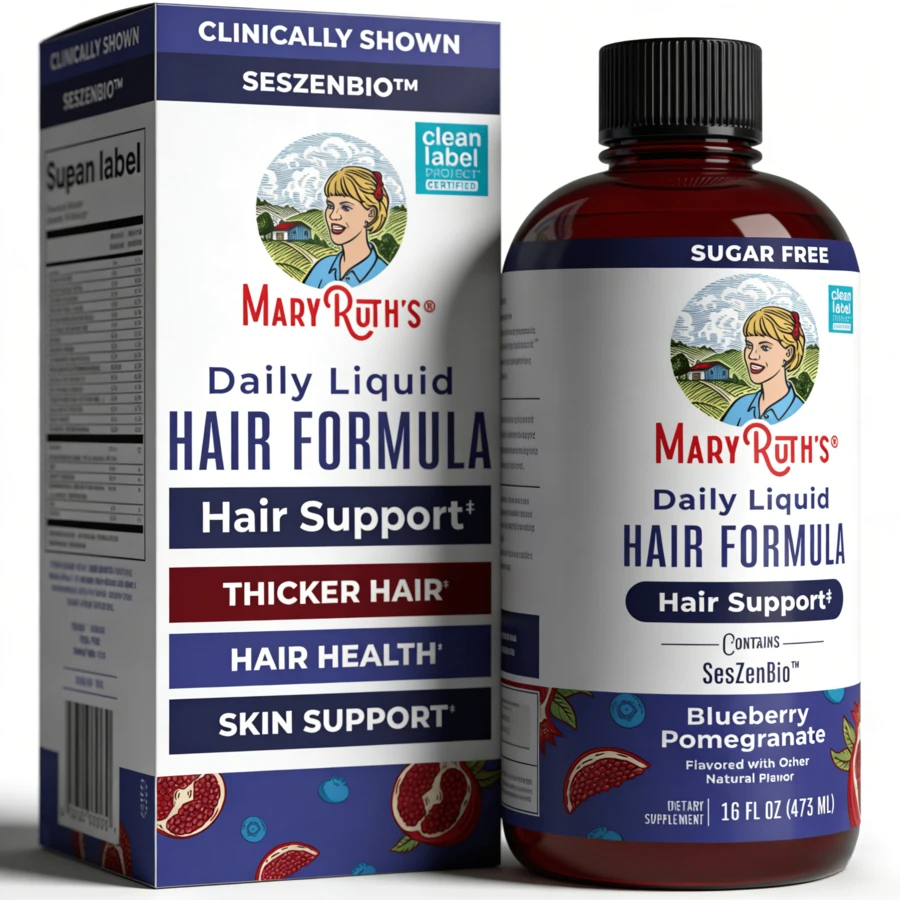 Mary Ruth's Liquid Hair Formula | 16oz For Thicker Hair & Skin Health - Hương vị việt quất và lựu - Xem 1