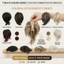 Bendable Metals Messy Bun Hair Piece Wavy Curly Fake Hairpieces Claw Clip Short Ponytail Hair Extensions - Nhiều màu - Xem 12