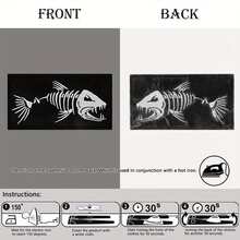 3pcs Fish Bone & Skull Morale Patches Suitable For Clothing, Hats, Backpacks - Iron-On/Sew-On Fabric Appliques With Fishbone & Skull Embroidery Design, For DIY Costumes, Jackets, Dresses - Streetwear - A - 查看 6