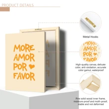 1件“Amor Por Favor”西班牙语爱情语录帆布墙画，情人节礼物，时尚女孩艺术品，励志语录艺术，家居装饰，墙面挂饰 - 彩色 - 查看 10