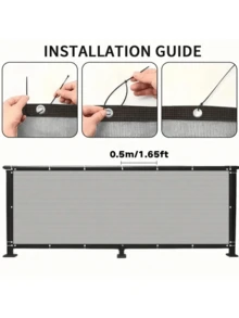 150GSM 重型隐私屏风围栏，带孔眼防风遮阳布，防紫外线，适用于公寓、露台、后院、泳池、门廊，包含 50 根扎带（1 件装，灰色） - 淺灰色 - 查看 2