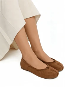 Tabi Ballet Flats Shoes For Women Rounde Toe Split Toe Low Heel Comfortable Flats Casual Shoes - 卡其色 - 查看 6