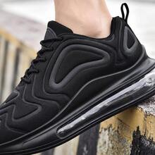 Zapatillas deportivas informales negras para hombre, tenis para hombre, zapatos para hombre, tenis de hombre, con suela de goma y EVA, zapatillas deportivas con cordones para hombre, ligeras y transpirables, equipadas con un sistema de amortiguación con cámara de aire y una suela resistente al desgaste y antideslizante, ideales para practicar deporte al aire libre y para el uso diario. - Negro - Ver 8