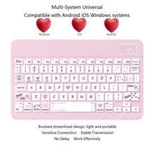 Teclado Bluetooth ultrafino, teclado inalámbrico portátil mini, recargable, compatible con Apple, tableta, teléfonos inteligentes, iOS, Android, Windows - Rosa - Ver 3
