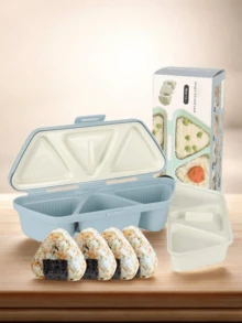 6-In-1 Rice Ball Mold, Multi-Function Triangle Sushi Mold, Suitable For Making And Storing Sushi, 6-Cavity Non-Stick Rice Ball Mold Suitable For Seaweed, Scallion, And Rice Balls - Blue - View 6