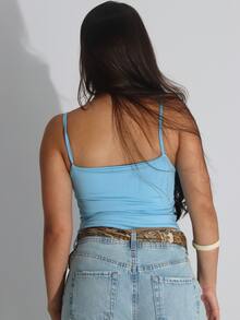 Kit Of 2 Women's Cropped Tank Tops, Basic Summer Style, Spandex - Black/Blue Bb - View 4