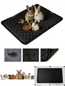 1pc/2pcs Washable Anti-Slip Absorbent & Quick Dry Hamster/Rabbit Urine Pad, Reusable Pet Pee Mat Pad, Suitable For Small Pets All Seasons - Black - View 1