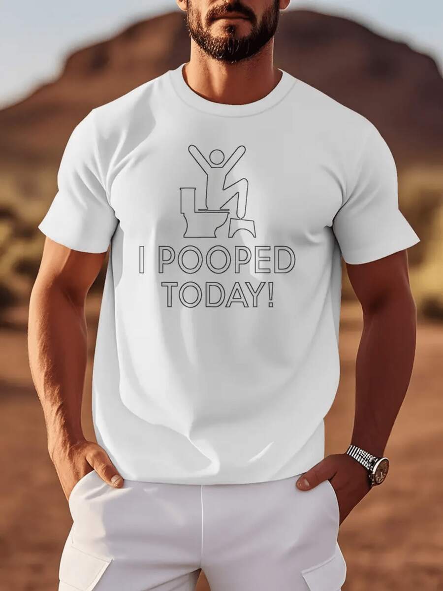 New Men's Casual Summer Short Sleeve Printed T-Shirt For The Summer Collection - Vintage Urban Style, Unisex, Loose Fit, Cotton, Short Sleeve And Round Neck - 白色 - 查看 1