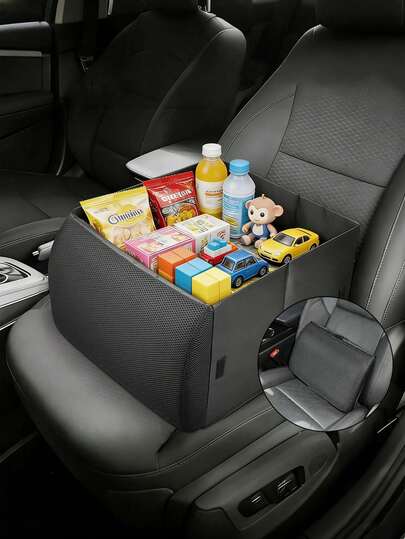 2-In-1 Car Seat Lumbar Support Cushion With Foldable Storage Box - Dual-Purpose Breathable Mesh Back Pillow And Built-In Storage Box For Travel, Camping And Daily Driving, Effectively Relieve Fatigue, Multifunctional Car Storage Box, Car Accessories