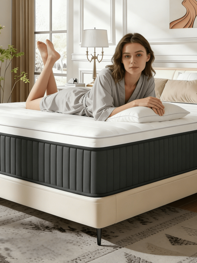 Lalulu Colchón Queen Size 150*190*25cm, Ergonómico para Alivio de Dolor Lumbar, Espuma de Memoria y Gel, Transpirable para Clima Cálido de México, Antialérgico, Sueño Profundo, Empaque Vacuum