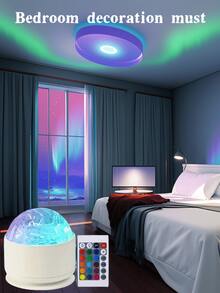1 Stück 16-Farben Aurora Wellen LED Projektionslampe, USB betrieben, Galaxie Sternenhimmel Projektion, Schlafzimmer Nachtlicht, geeignet für Schlafzimmer, Wohnzimmer, Spielzimmer, perfektes Geschenk für Feiertage, Geburtstag, Party Dekoration - Verschiedenfarbig - Übersicht 3
